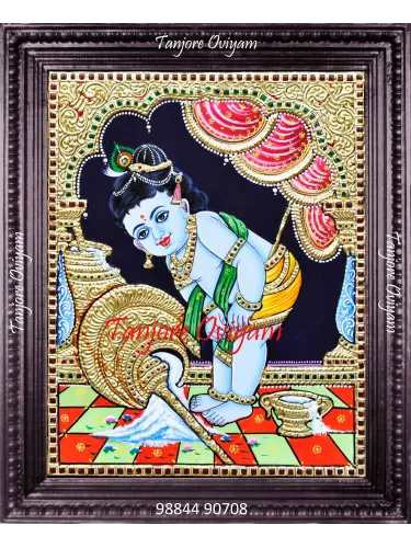 Traditional Baby Krishna Tanjore Painting 
